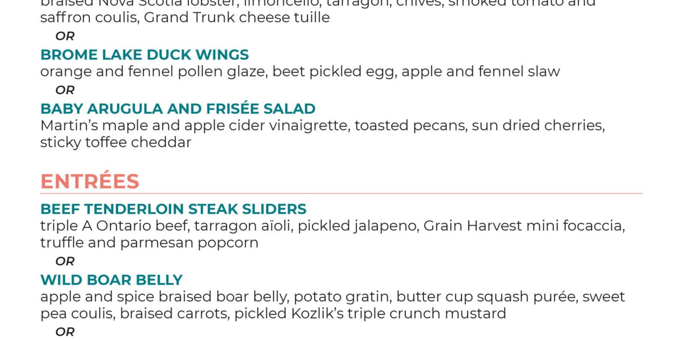 Menu for Localicious event